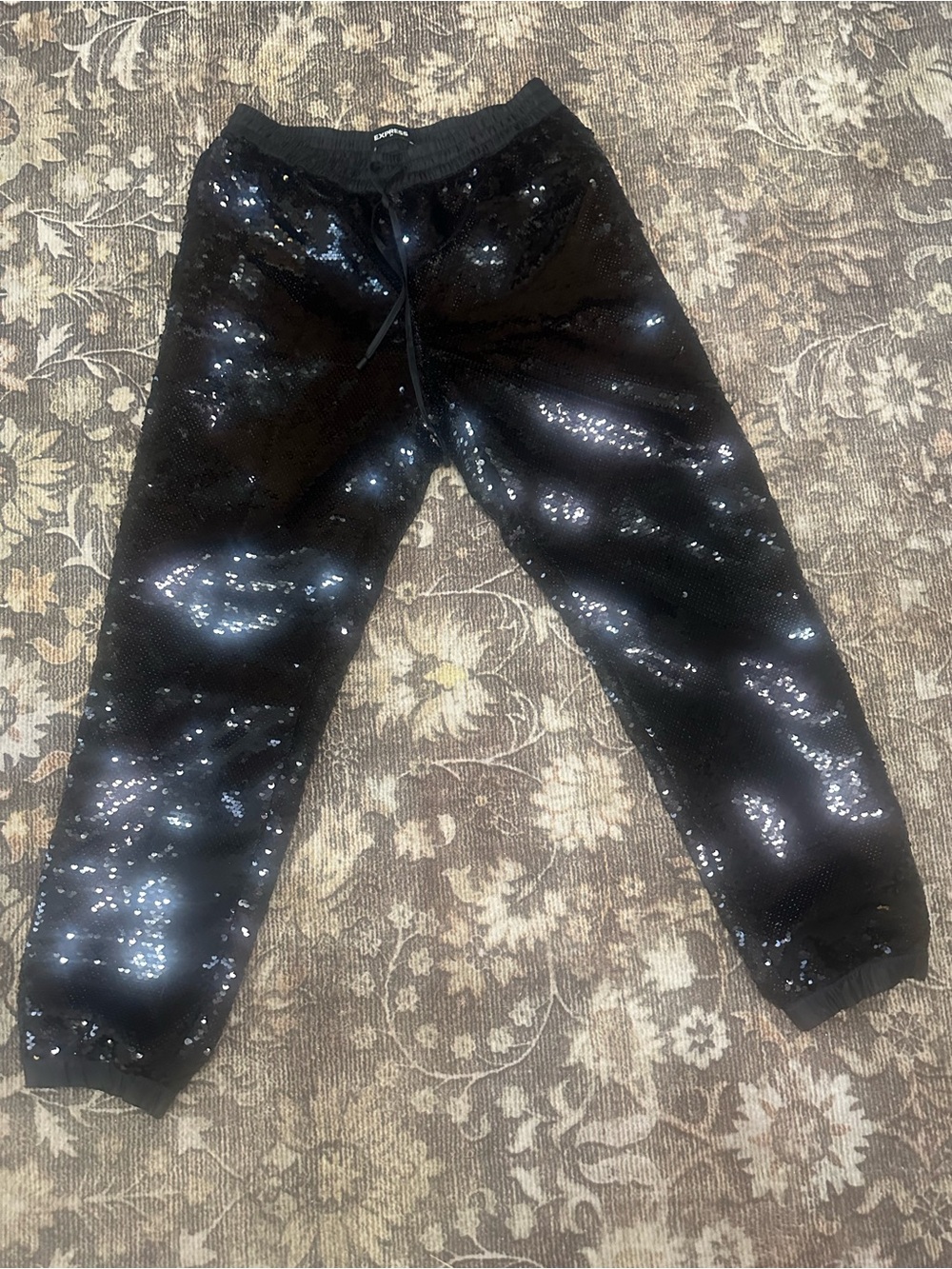 Express Black Sequin Jogger Pants